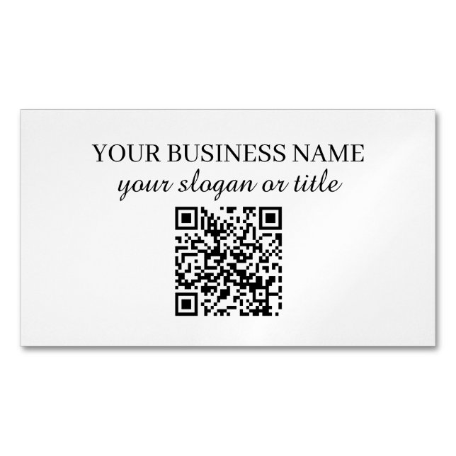 Minimal modern website black and white QR code Business Card Magnet (Front)