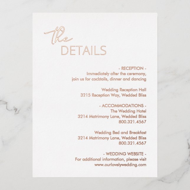 Minimal Modern Wedding Foil Enclosure Card (Front)