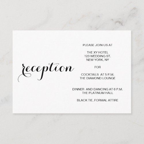 Minimal Modern Wedding Reception Card