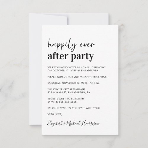 Minimal Modern Wedding Reception Invitation