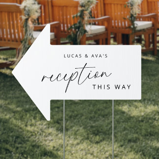 Minimal Modern Wedding Reception This Way Arrow Sign