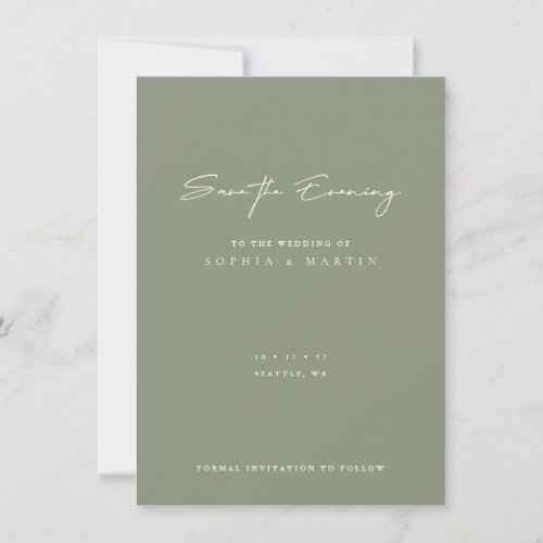 Minimal Modern Wedding Save the Evening Card