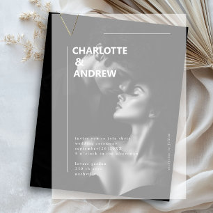 Minimal, Modern, Wedding,  Vellum Invitations