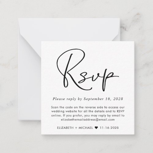 Minimal Modern Wedding Website QR Code RSVP Card
