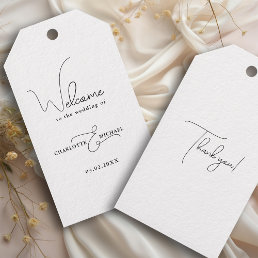 minimal modern wedding welcome  gift tags