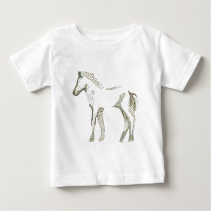 Minimal & Modern White Horse Drawing Elegant Cute Baby T-Shirt