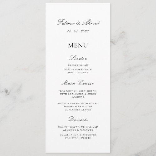 Minimal Modern White Islamic Muslim Wedding Table Menu