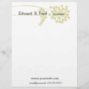 Minimal  Modern Wild Flower Floral Letterhead