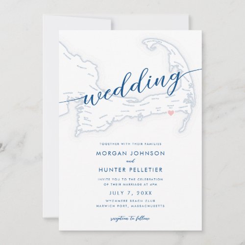 Minimal Modern Wychmere Beach Club Map Wedding Invitation
