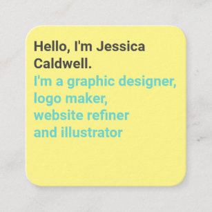 Minimal modern yellow and teal bold graphic design square business card