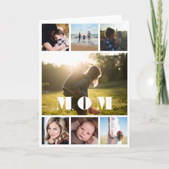 Minimal Mom Collage Mother's Day Photo Card (Front)