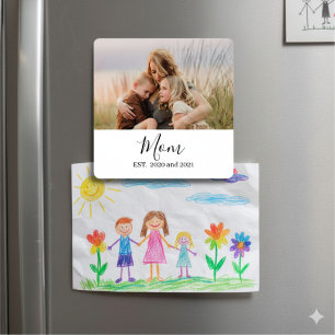 Minimal Mom Established Photo Gift Magnet