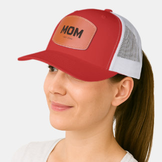 Minimal Mom Established Year Leather Patch Hat