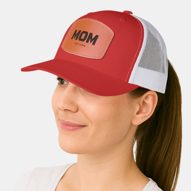 Minimal Mom Established Year  Leather Patch Hat (Female)