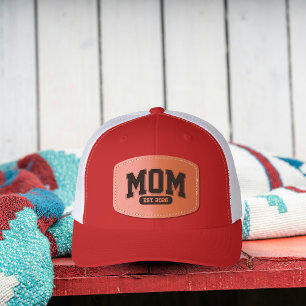 Minimal Mom Established  Year Leather Patch Hat