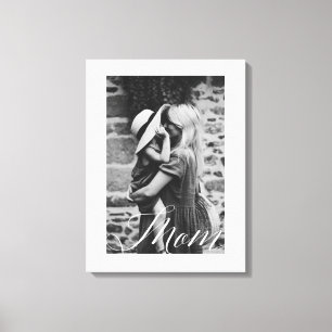Minimal Mom Script Black & White Photo Keepsake Canvas Print