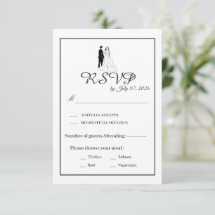 Minimal Monochrome Wedding RSVP Card