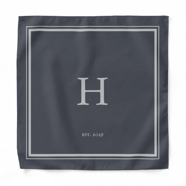 Minimal Monogram Anchor Grey | Silver Bandana (Front)
