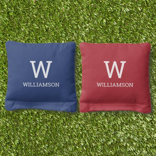 Minimal Monogram and Name Custom Color Cornhole Bags