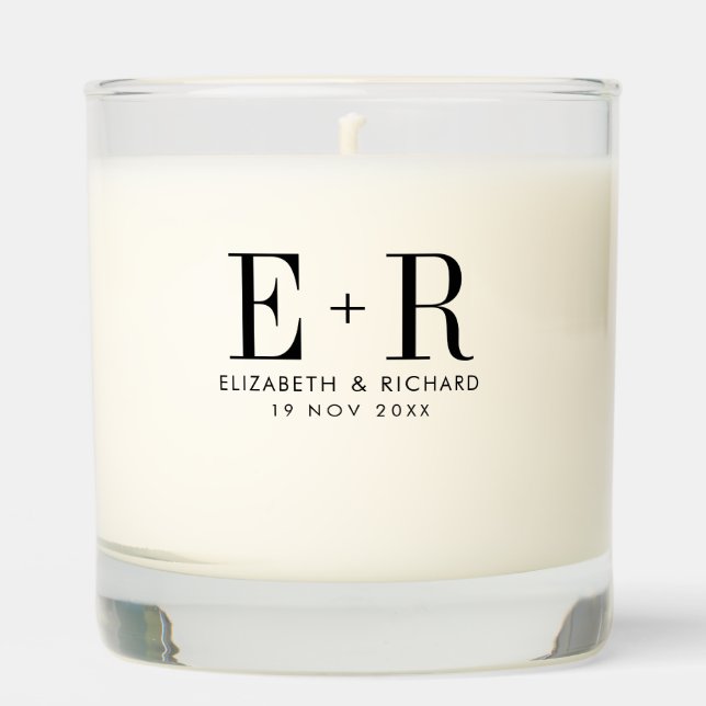 Minimal Monogram Anniversary Custom Photo Gift Scented Candle (Front)