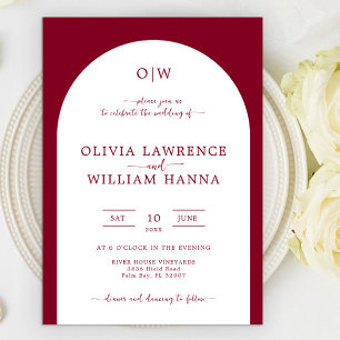 Minimal Monogram Arch Wedding Invitation