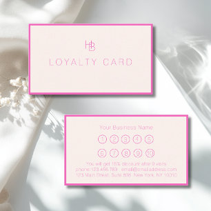 Minimal Monogram Beige-Pink Salon Loyalty Card