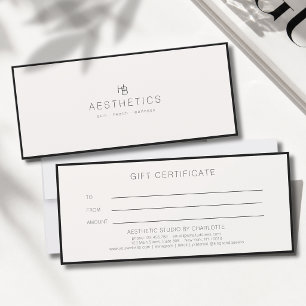 Minimal Monogram Beige Salon Gift Certificate
