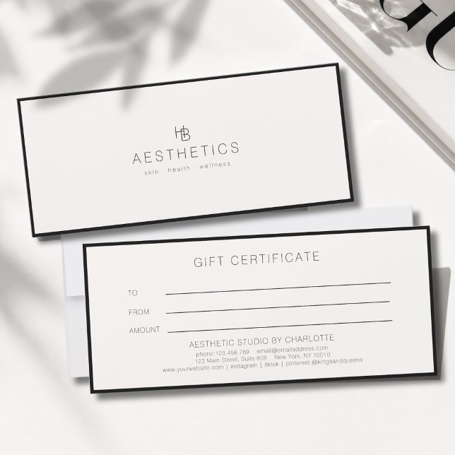  Minimal Monogram Beige Salon Gift Certificate (Minimal Monogram Beige Salon Gift Certificate)