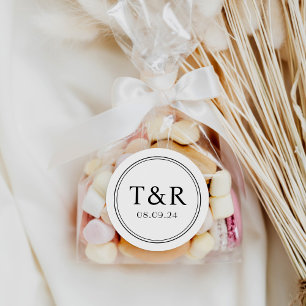 Minimal Monogram Black & White Wedding Sticker