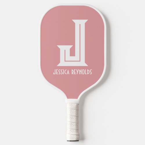 Minimal Monogram Blush Pink Pickleball Paddle