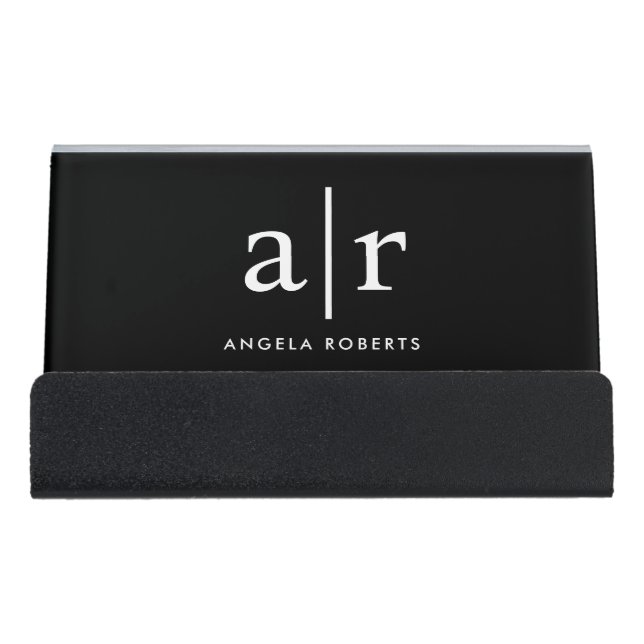 Minimal Monogram | Classic Black Card Holder (Front)