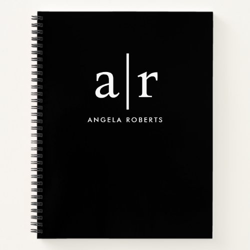 Minimal Monogram  Classic Black Spiral Notebook