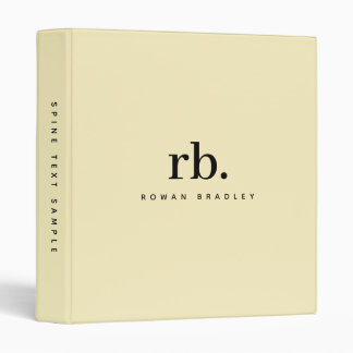 Minimal Monogram Cream Clean Professional 3 Ring Binder