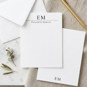 Minimal Monogram Elegant Professional Veritical  Note Card