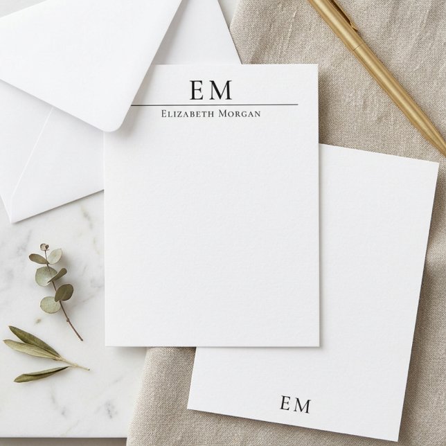 Minimal Monogram Elegant Professional Veritical  Note Card (Creator Uploaded)