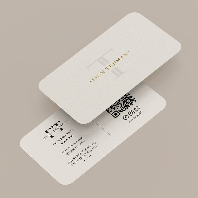 Minimal Monogram F T Logo Sand Beige Professional Business Card (Minimal Monogram F T Logo Sand Beige Professional Business Card
)