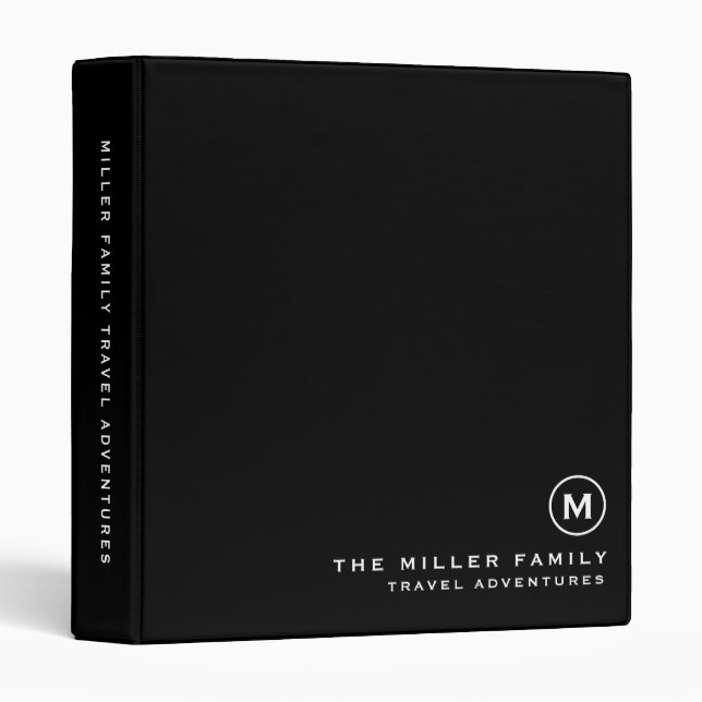 Minimal Monogram Family Travel Plan 3 Ring Binder (Front/Spine)