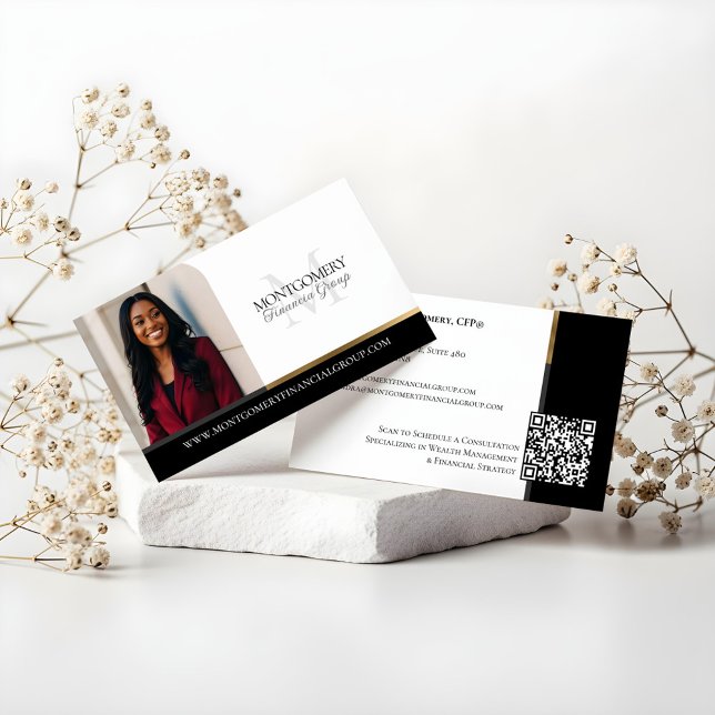 Minimal Monogram Financial Professional Photo Lux Business Card (Minimal Monogram Financial Professional Photo Lux Business Card)