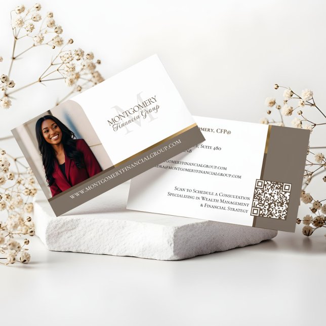 Minimal Monogram Financial Professional Photo Lux Business Card (Minimal Monogram Financial Professional Photo Lux Business Card)