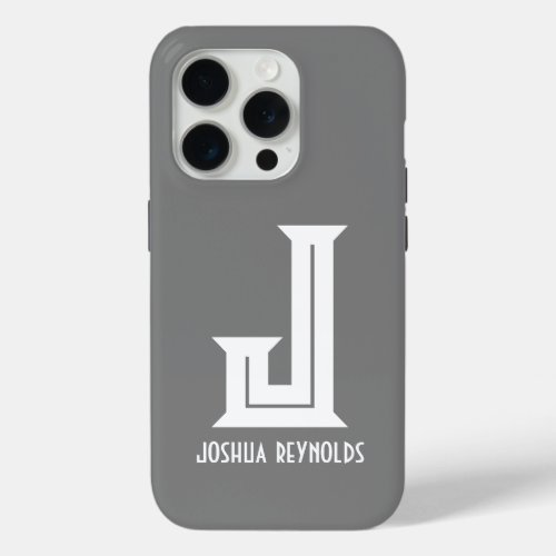 Minimal Monogram Gray  iPhone 15 Pro Case