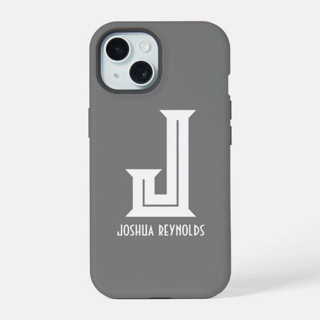Minimal Monogram Gray  Iphone Case (Back)