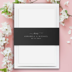 Minimal, Monogram, Handwriting Font, Wedding Invitation Belly Band