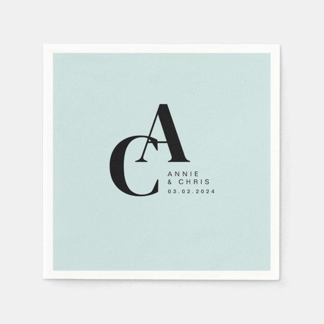 Minimal, Monogram, Handwriting Font, Wedding Napkins (Front)