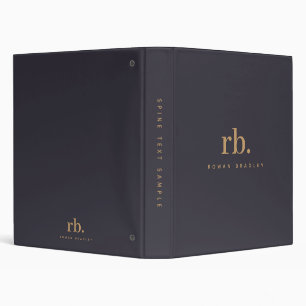 Minimal Monogram Indigo Blue Gold Professional 3 Ring Binder