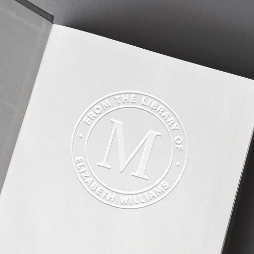 Minimal monogram initial from the library of book  embosser