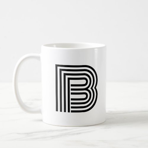 Minimal Monogram Initial Letter Black White  Coffee Mug