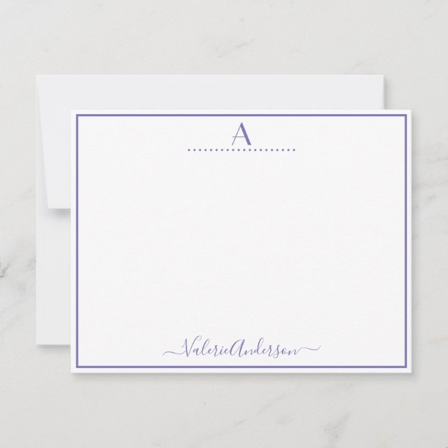 Minimal Monogram Letter Single Border Note Card (Front)
