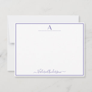 Minimal Monogram Letter Single Border Note Card