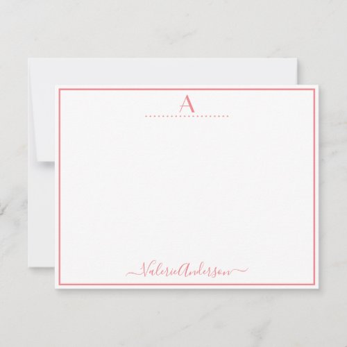 Minimal Monogram Letter Single Border Note Card