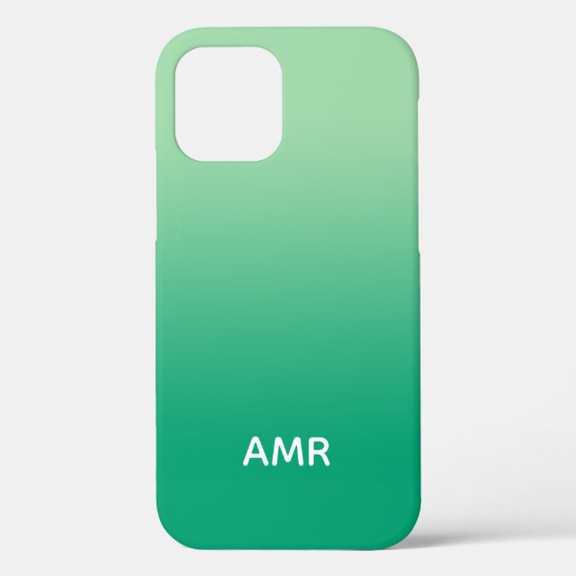 Minimal Monogram Light to Dark Green Gradient Case-Mate iPhone Case (Back)